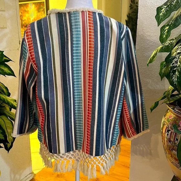 Coldwater Creek multi color stripes open Cardigan W’s size 12/P - Picture 3 of 13